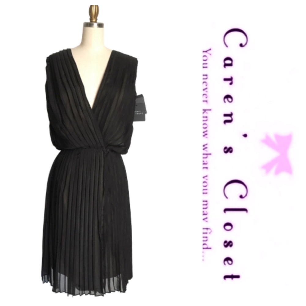 NWT Robert Rodriguez Black Silk Pleated Dress